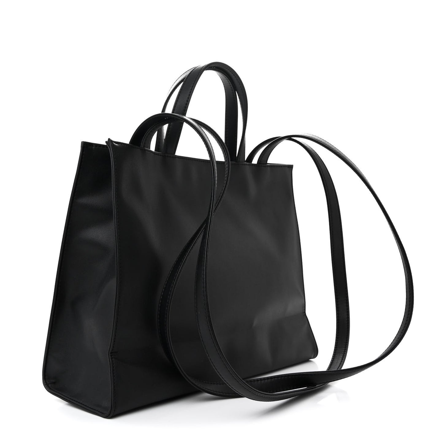 Vegan Leather Medium Shopping Bag Black