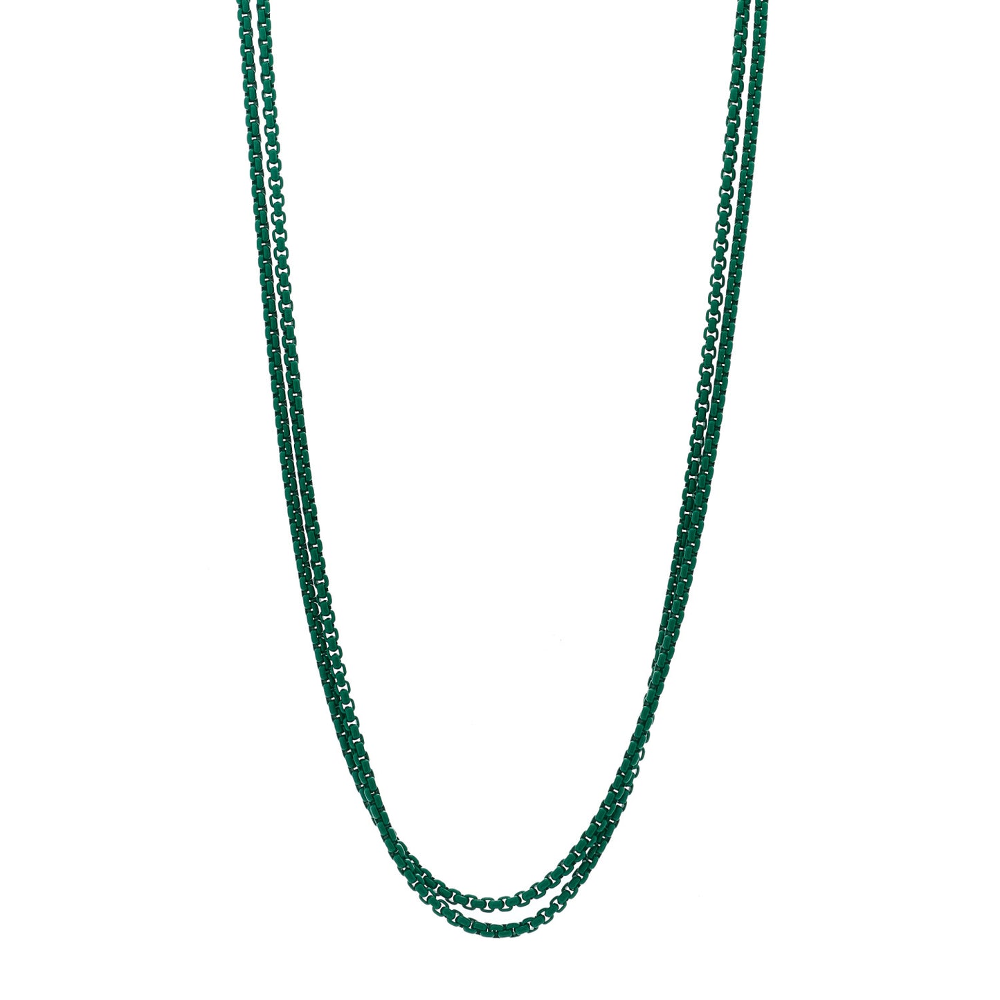 Stainless Steel 14K Yellow Gold Acrylic Bel Aire Chain Necklace Emerald Green