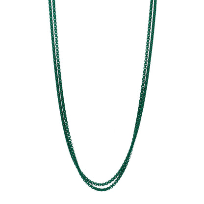 David Yurman Stainless Steel 14K Yellow Gold Acrylic Bel Aire Chain Necklace Emerald Green 1 of 4