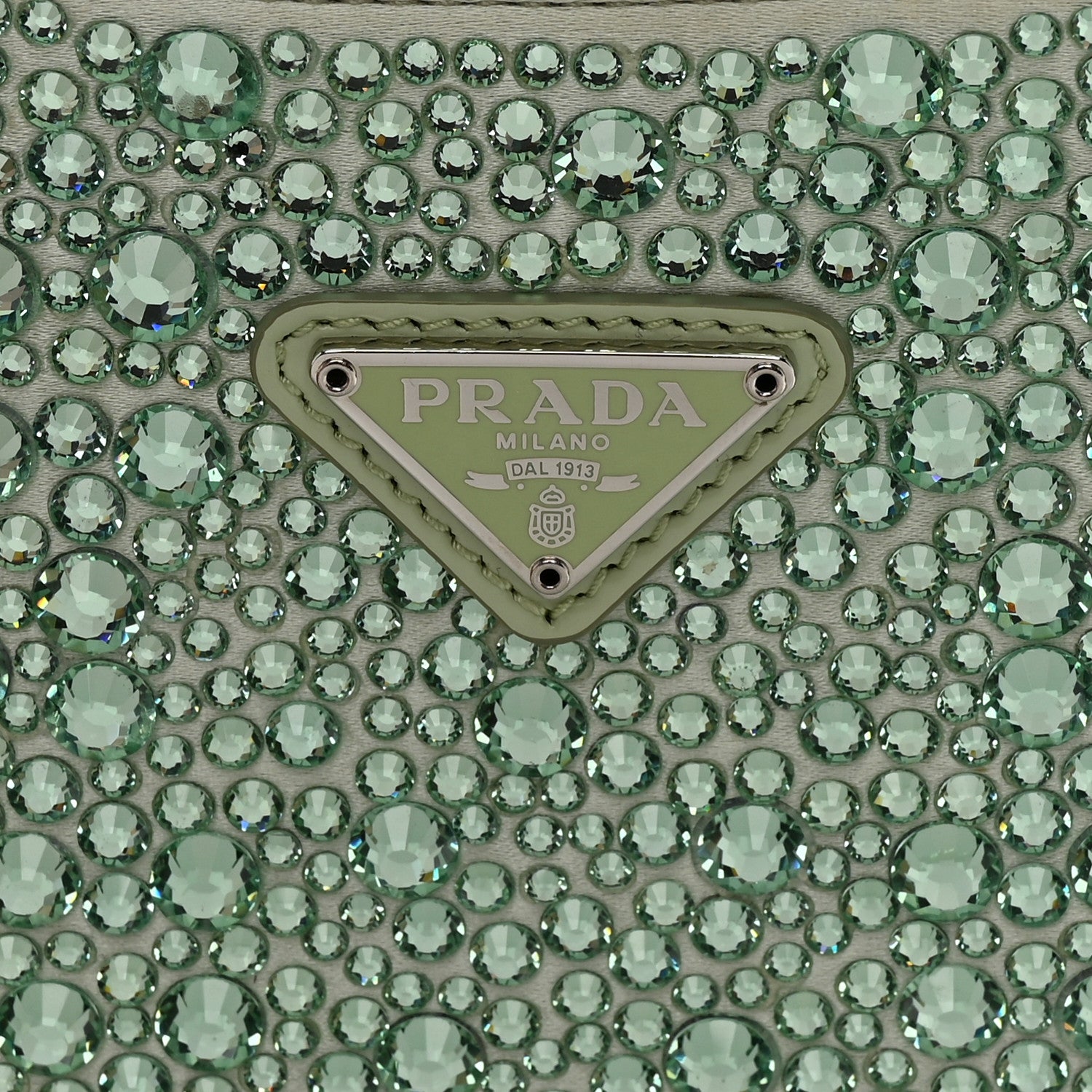 Prada Satin Crystal Cleo Adjustable Strap Shoulder Bag Acqua 6 of 11