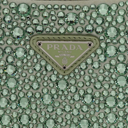 Prada Satin Crystal Cleo Adjustable Strap Shoulder Bag Acqua 6 of 11