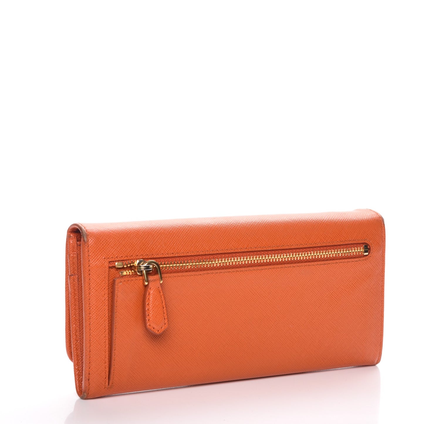 Saffiano Metal Continental Flap Wallet Papaya