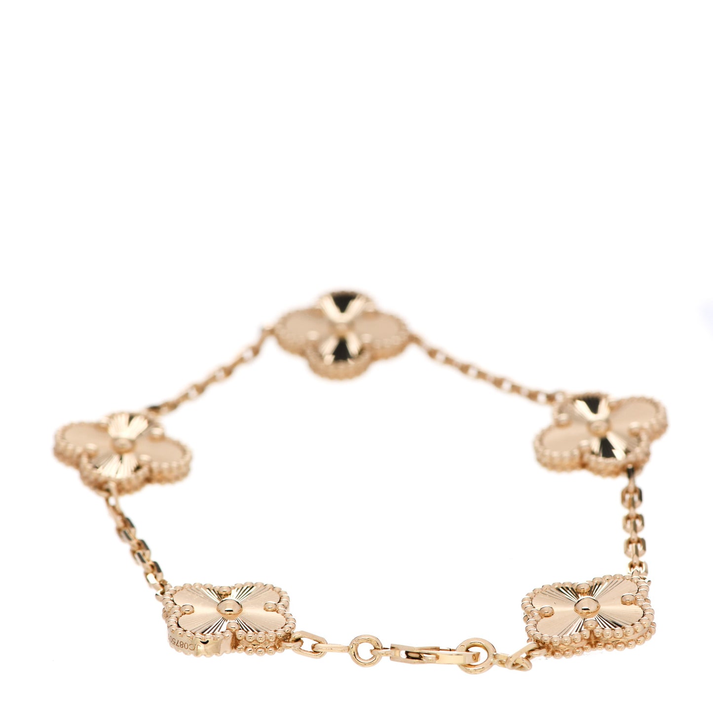 18K Yellow Gold 5 Motifs Guilloche Vintage Alhambra Bracelet