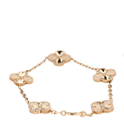 Van Cleef & Arpels 18K Yellow Gold 5 Motifs Guilloche Vintage Alhambra Bracelet 3 of 6