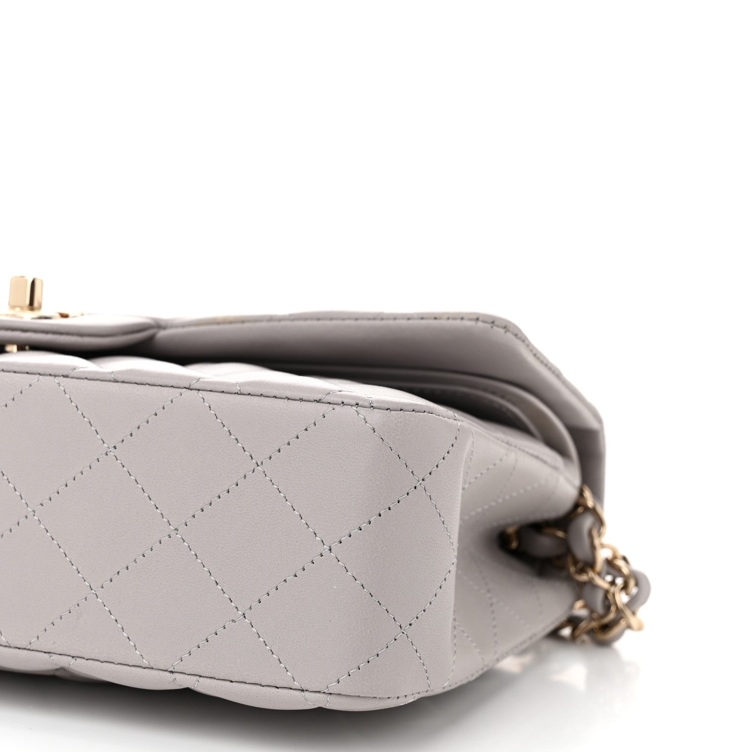 Chanel Lambskin Quilted Medium Double Flap Grey 10 of 11