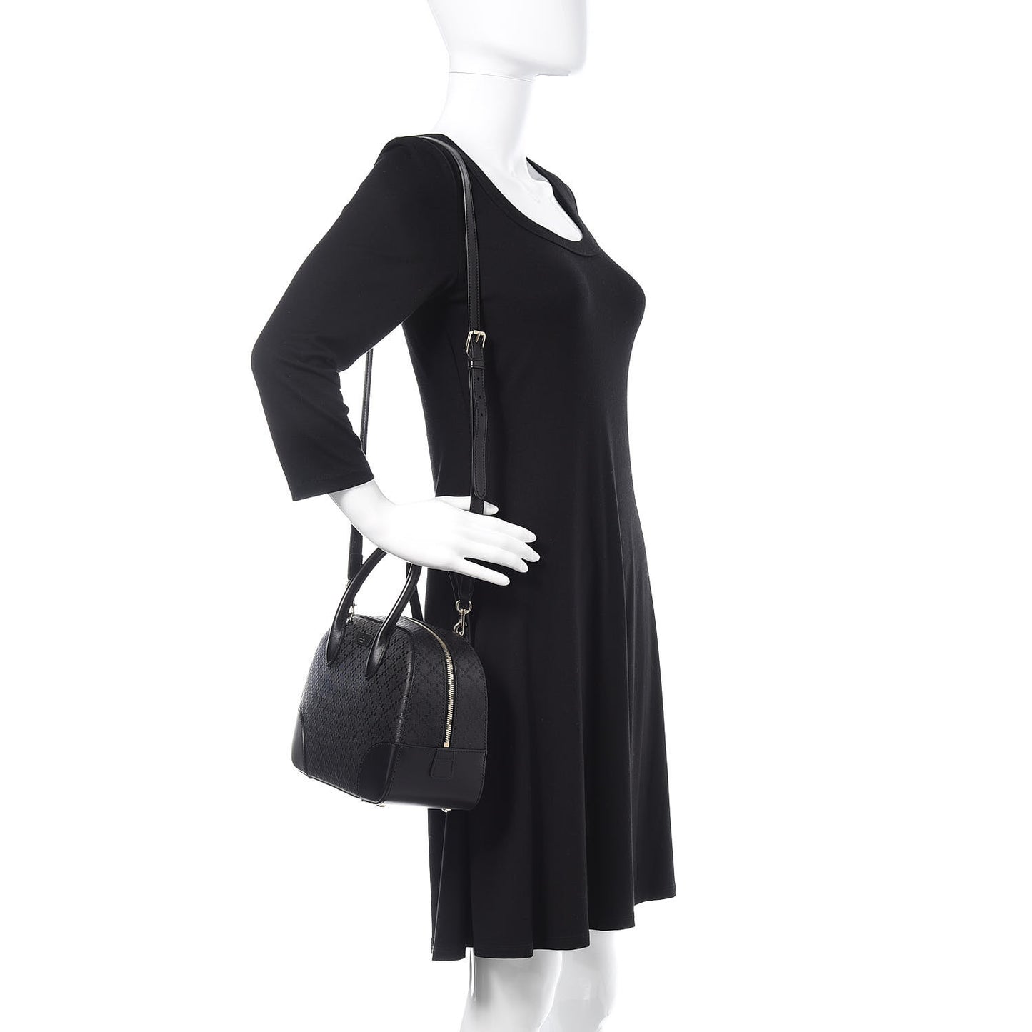 Calfskin Diamante Small Top Handle Bag Black
