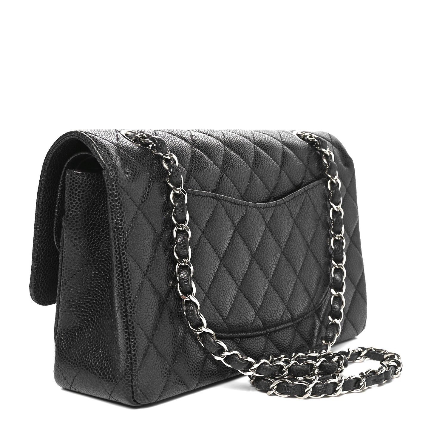 Caviar Quilted Medium Double Flap Black