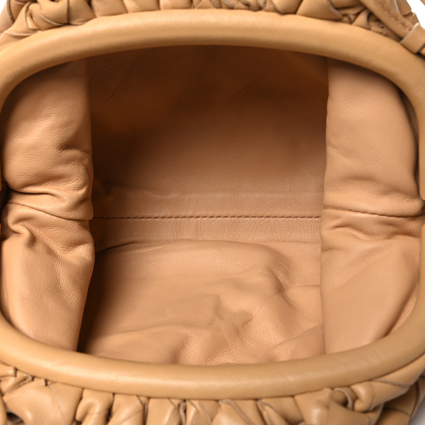 BOTTEGA VENETA Nappa Intrecciato The Mini Pouch Almond