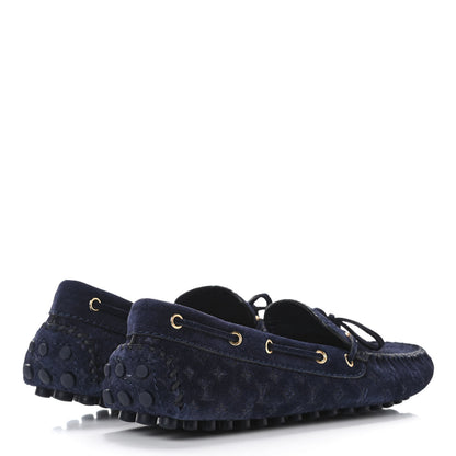 Louis Vuitton Suede Monogram Gloria Loafers 38 Marine 3 of 4