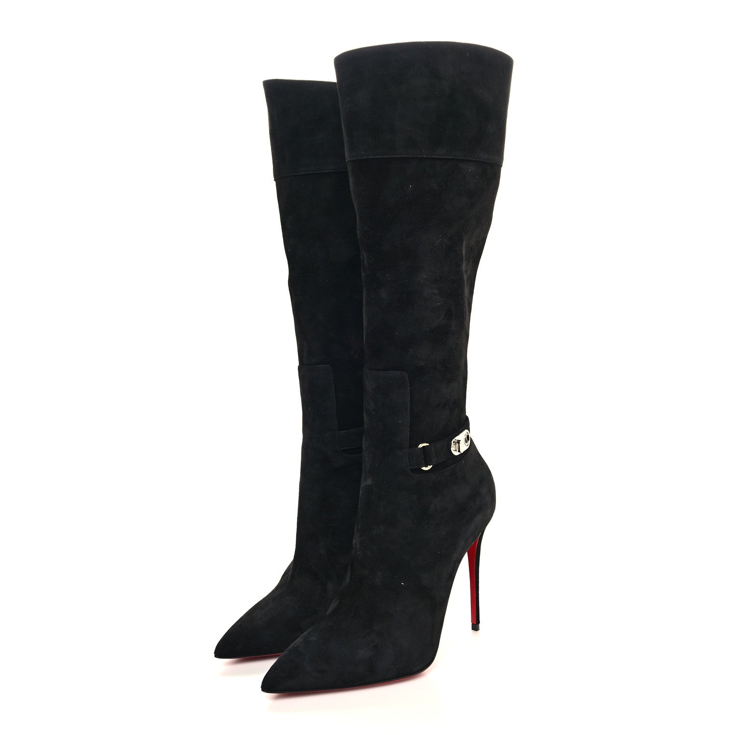 Christian Louboutin Suede Lock Kate Botta 100 Knee High Boots 38 Black 3 of 6