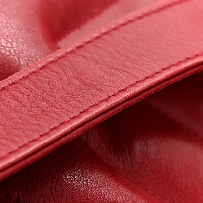 Chanel Lambskin Chevron Quilted Shoulder Bag Red 13 of 14