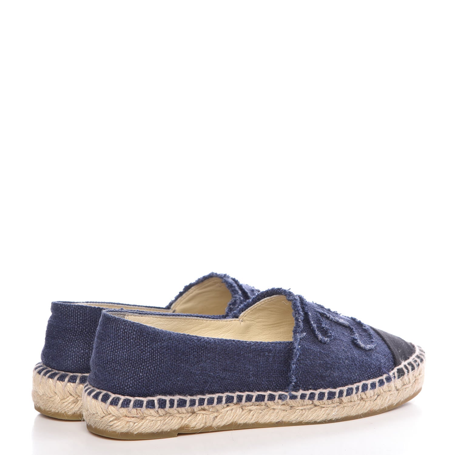 Chanel Denim Toile CC Espadrilles 35 Navy Black 4 of 12