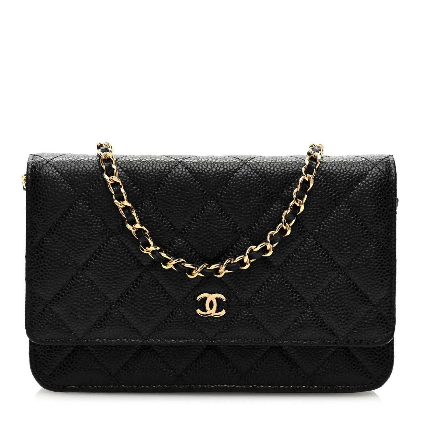 Caviar Quilted Wallet on Chain WOC Black