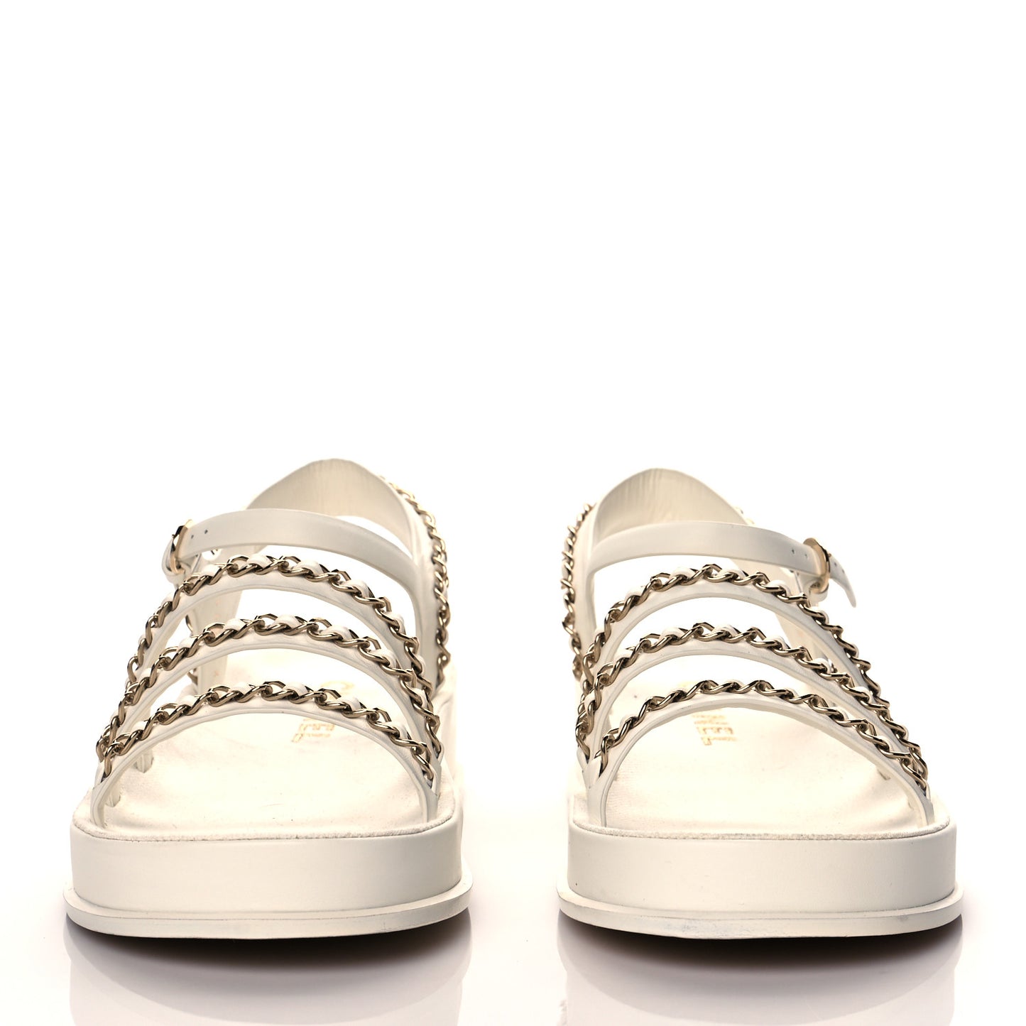 Calfskin Chain Platform Sandals 39 White