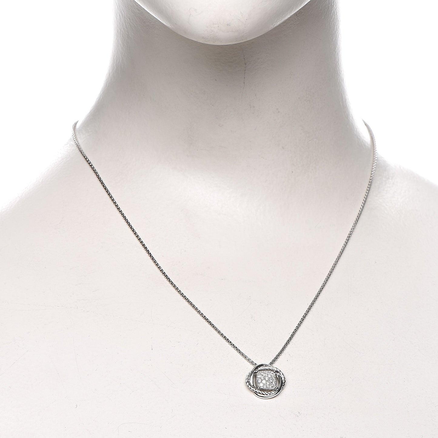 Sterling Silver Diamond 7mm Infinity Pendant Necklace