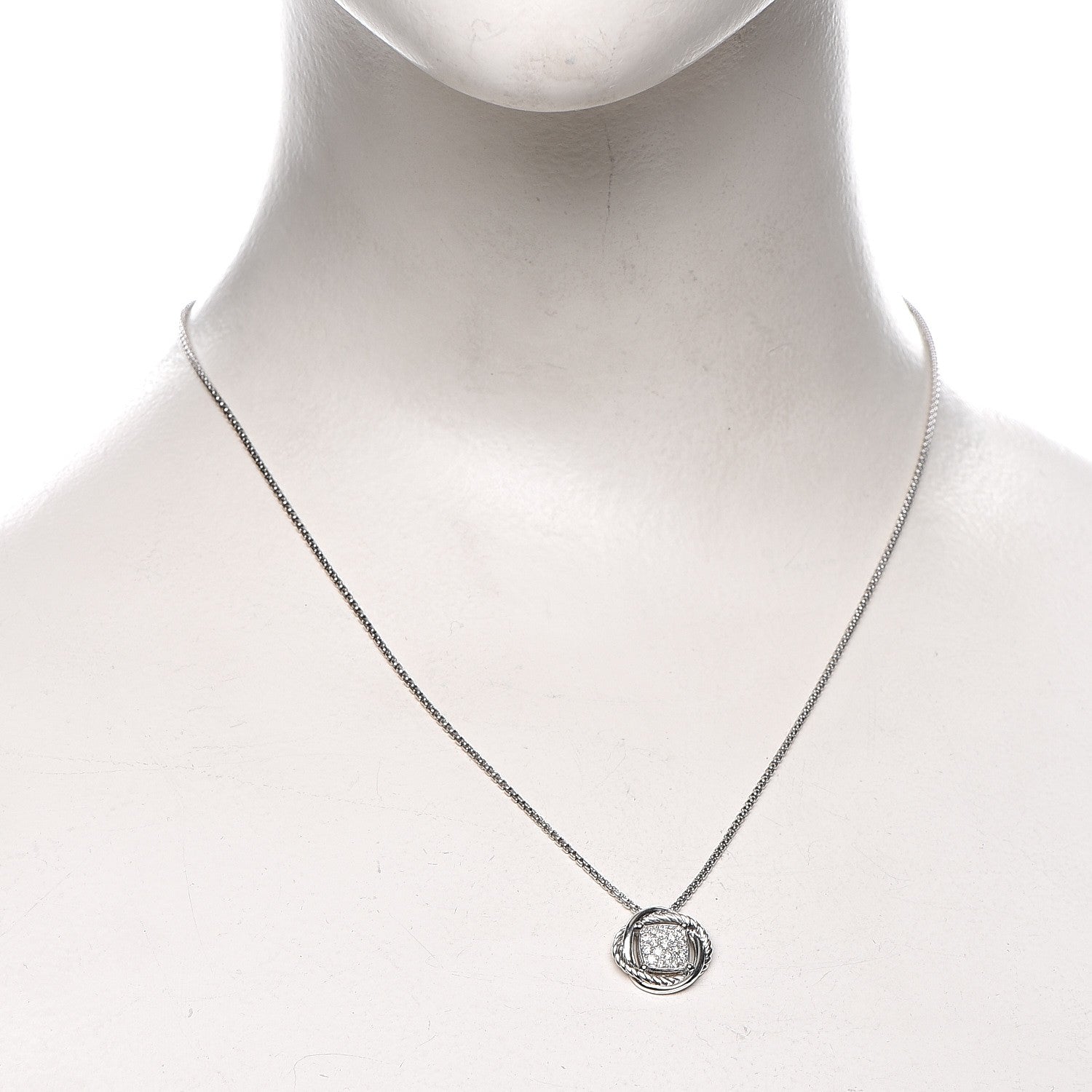 David Yurman Sterling Silver Diamond 7mm Infinity Pendant Necklace 2 of 7