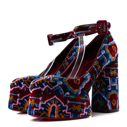 Christian Louboutin Velvet Broderie Tapis Loubi Mystery Yazefir 130mm Platform Pumps 39 Multicolor 3 of 8