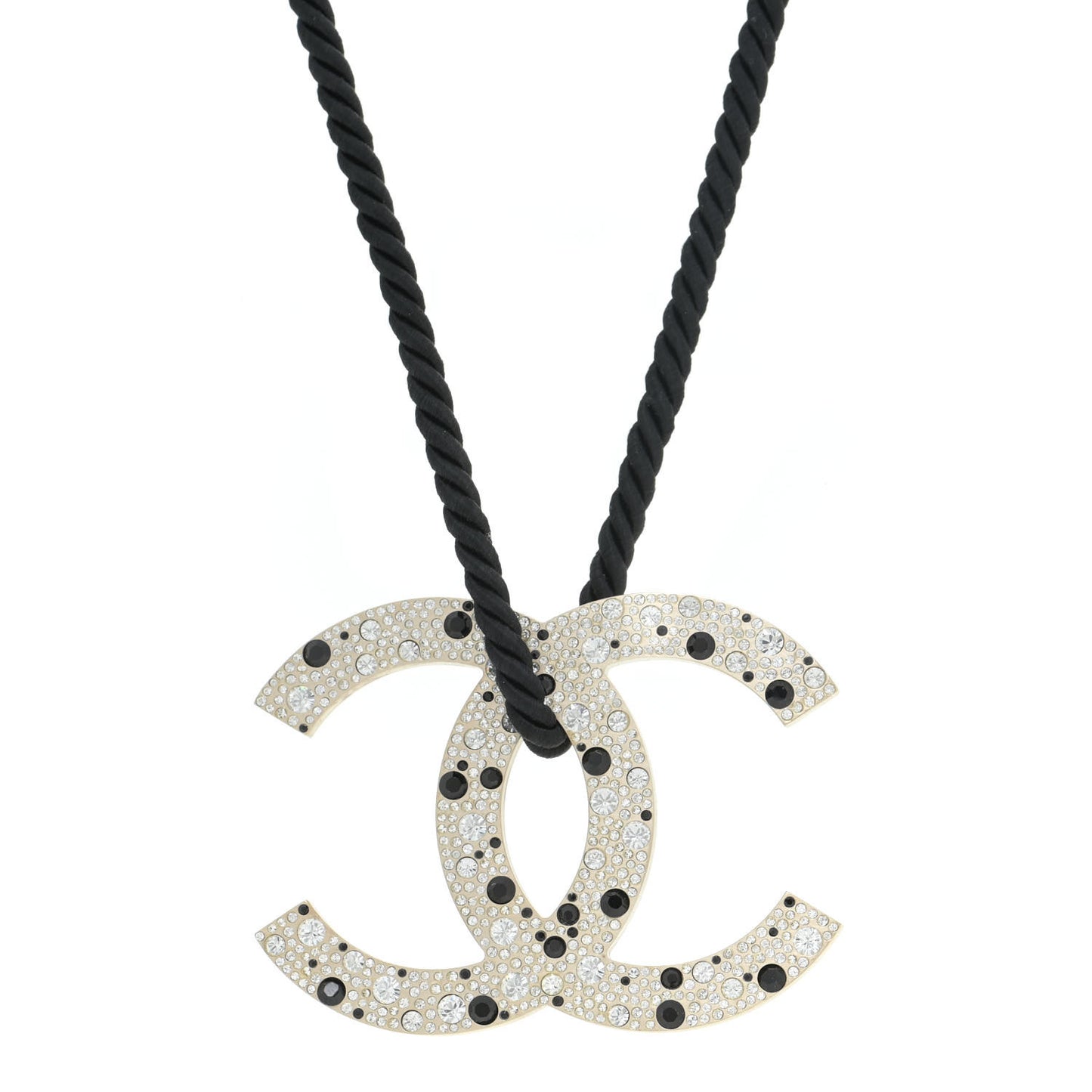 Crystal Resin CC Rope Necklace Black