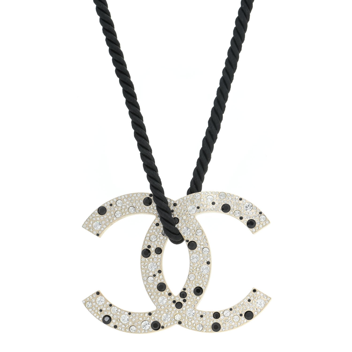 Chanel Crystal Resin CC Rope Necklace Black 1 of 6
