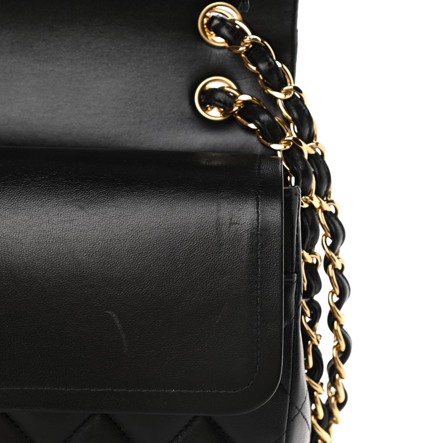 Lambskin Quilted Jumbo Double Flap Black