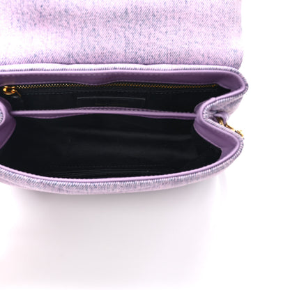 Saint Laurent Denim Y Quilted Monogram Toy Loulou Crossbody Bag Bleached Lilac 5 of 9