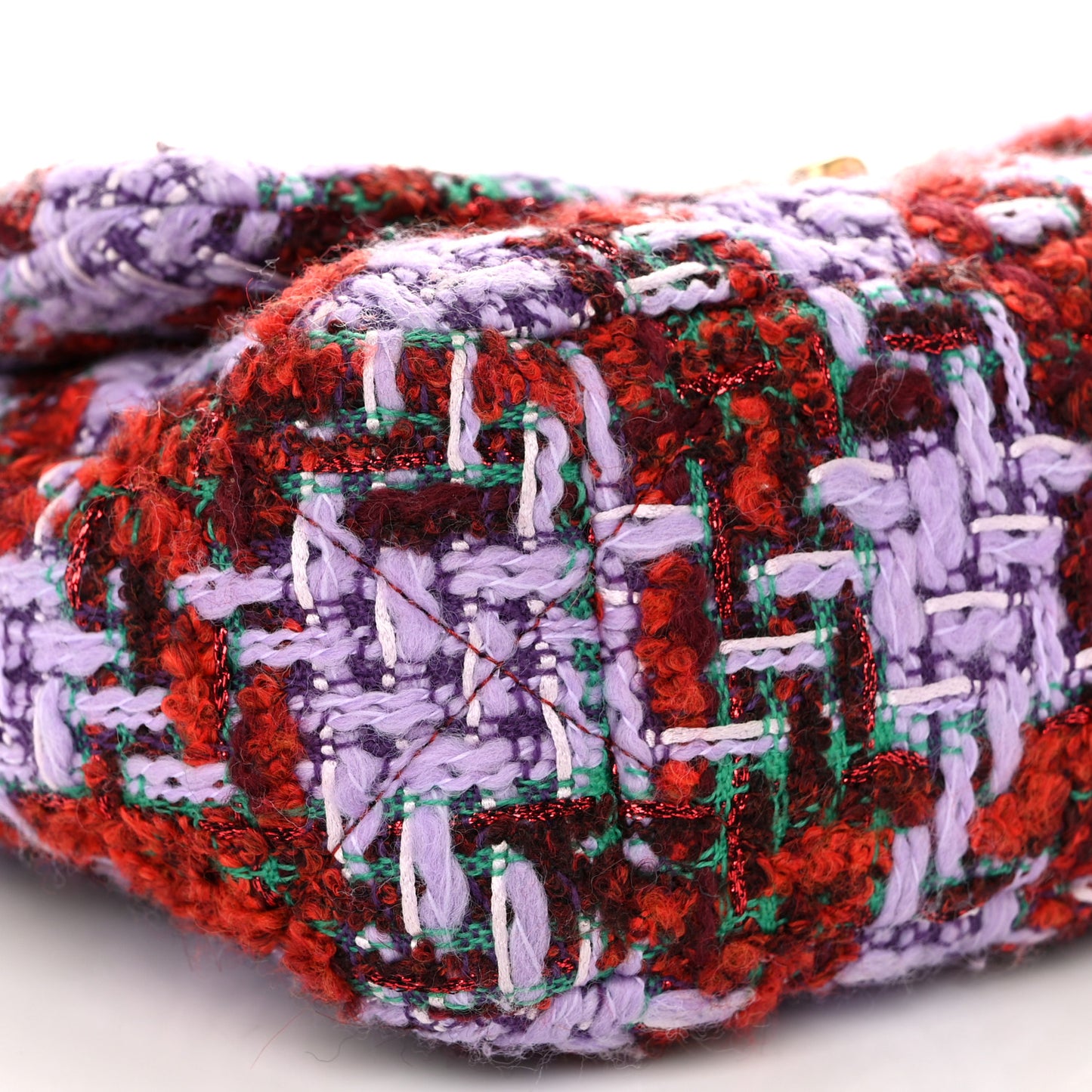 Tweed Quilted Medium Chanel 19 Flap Red Purple Green