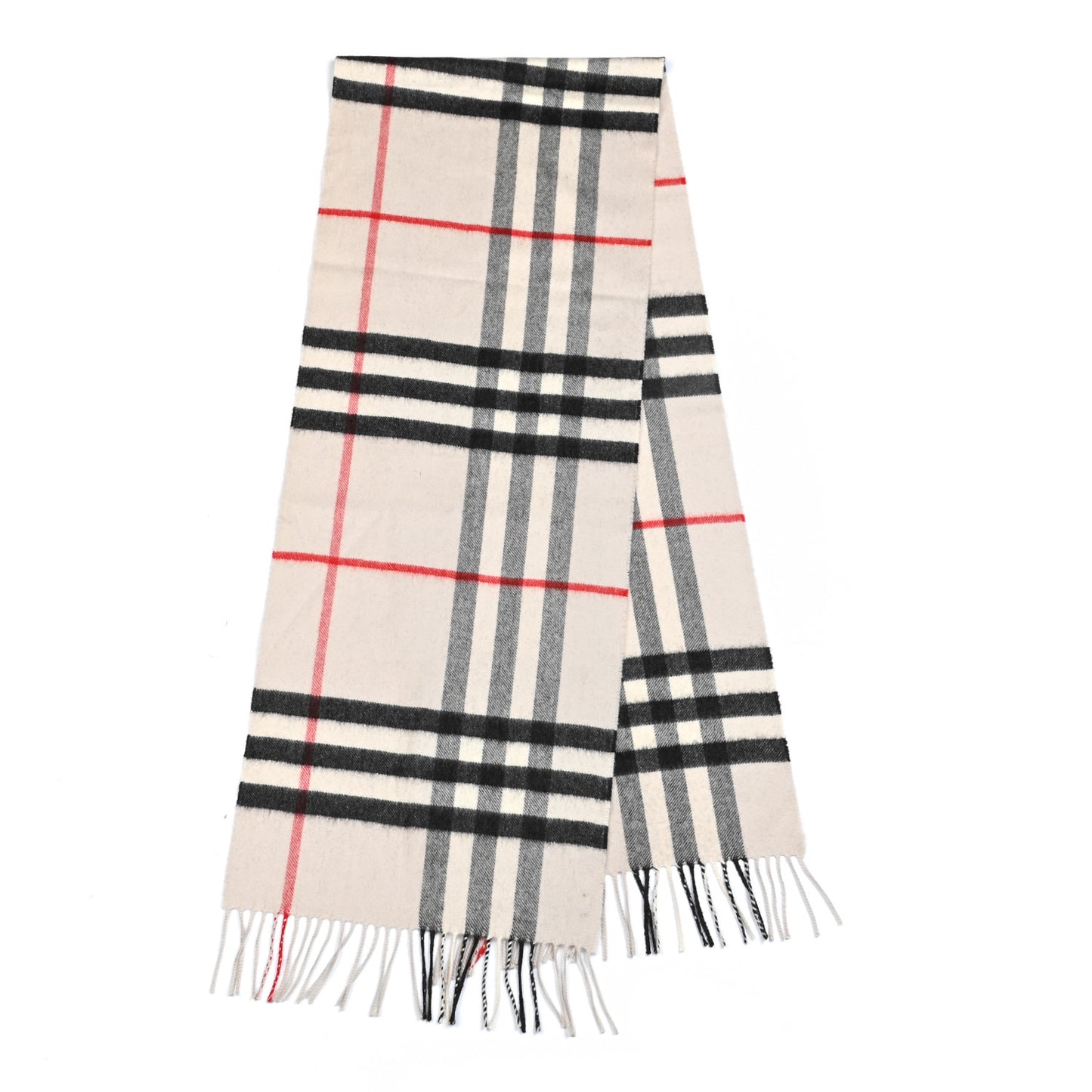 Cashmere Giant Check Fringe Scarf Stone