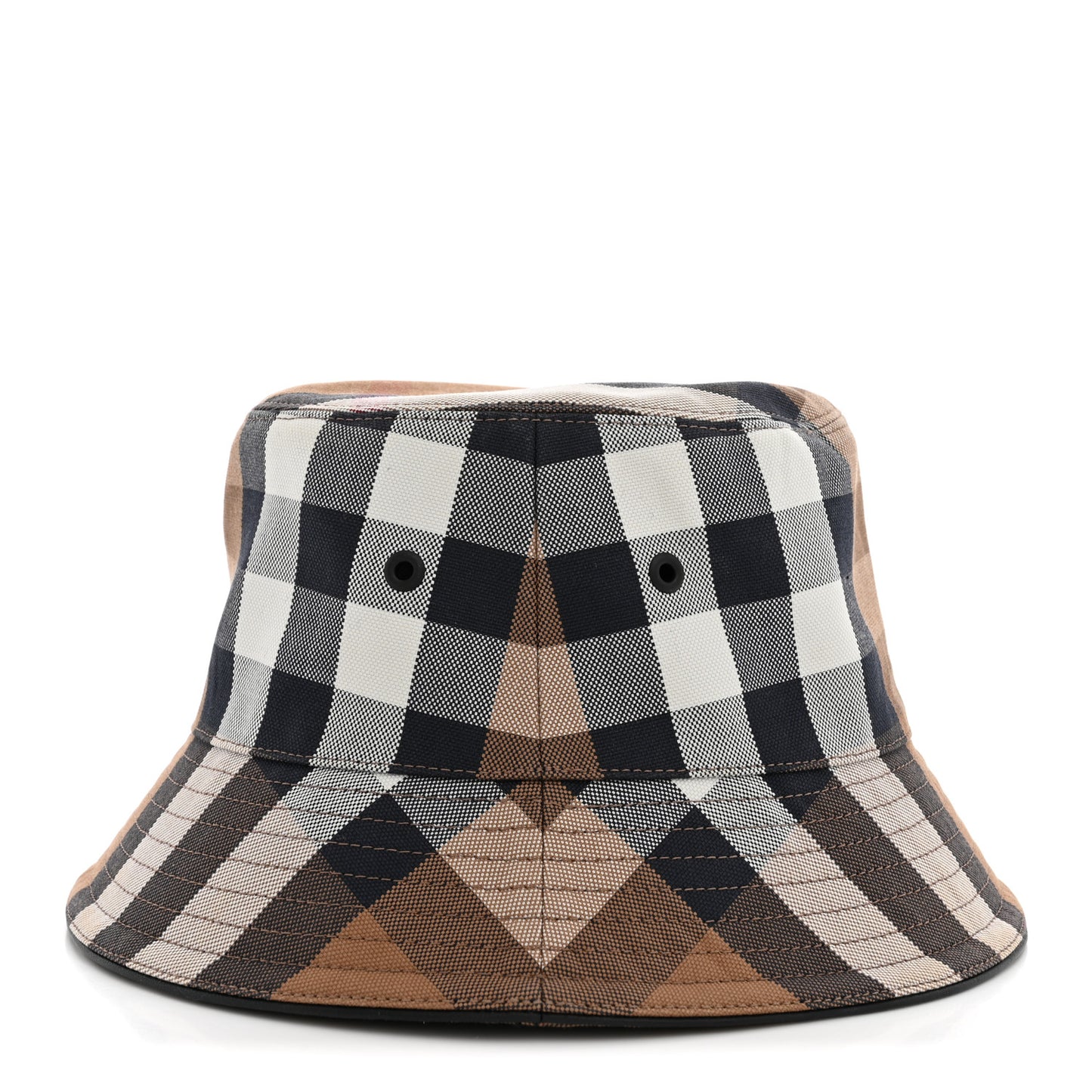 Cotton Canvas Exaggerated Check Bucket Hat M Birch Brown