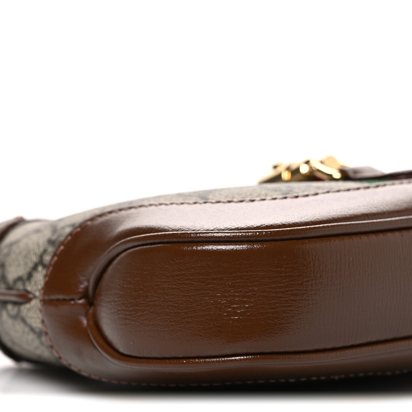 GG Supreme Monogram Azalea Calfskin Web Mini Jackie 1961 Hobo Beige Ebony Brown Sugar