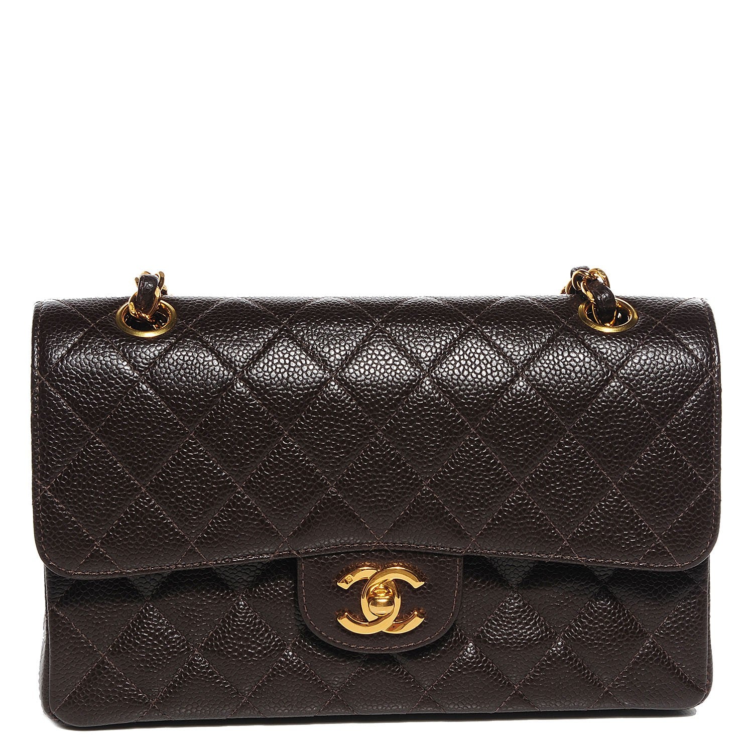 Chanel Caviar Quilted Small Double Flap Dark Brown 1 of 8