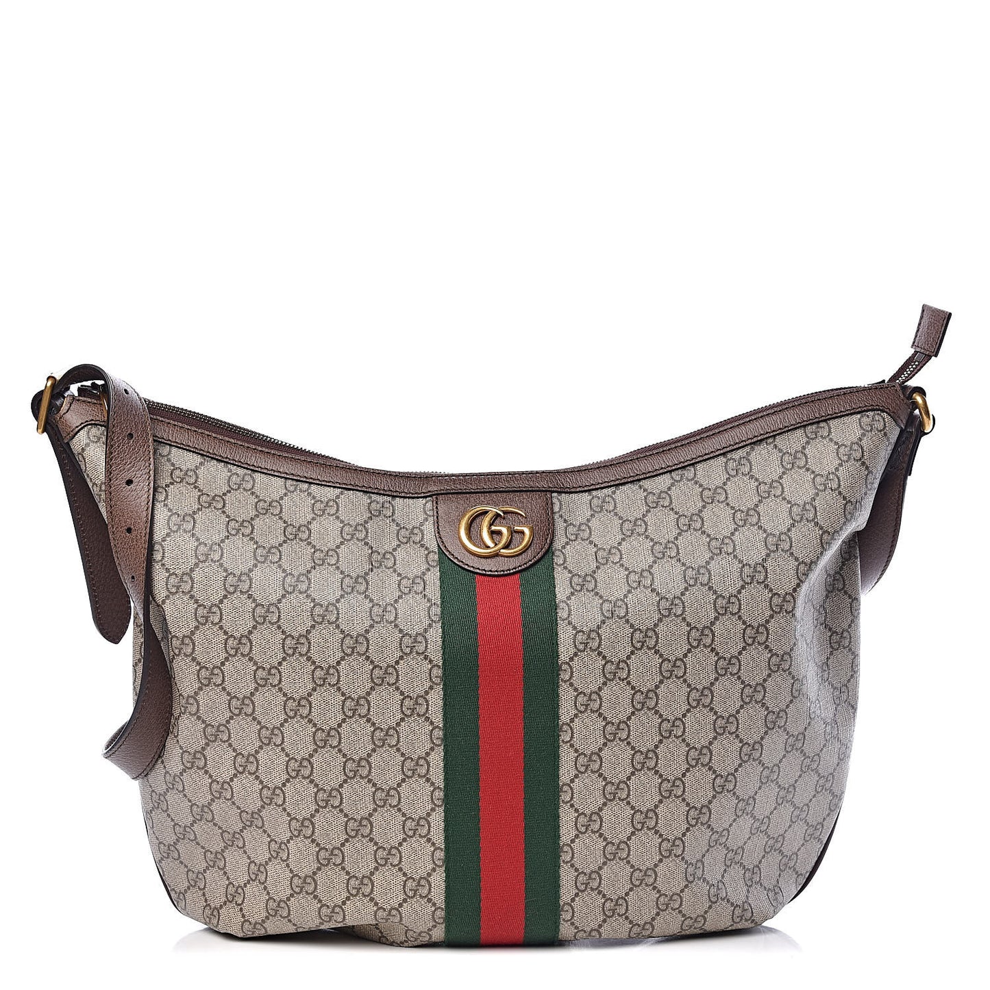 GG Supreme Monogram Web Ophidia Half Moon Hobo Brown
