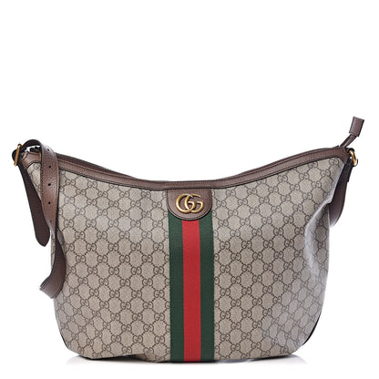 Gucci GG Supreme Monogram Web Ophidia Half Moon Hobo Brown 1 of 10