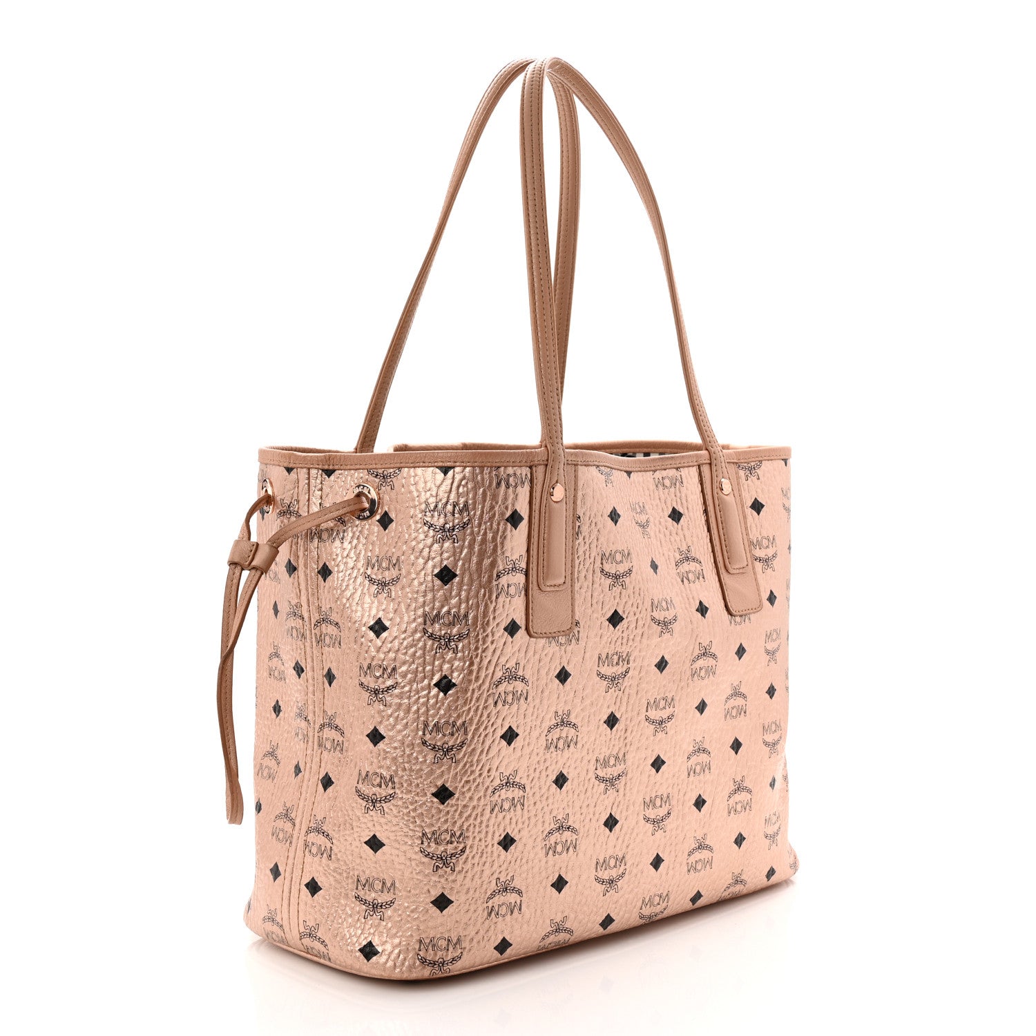 MCM Metallic Visetos Medium Liz Reversible Shopper Tote Champagne Gold 4 of 18