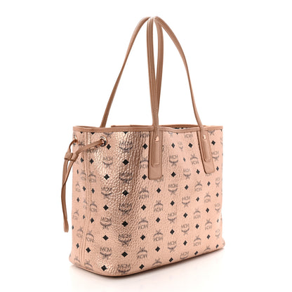 MCM Metallic Visetos Medium Liz Reversible Shopper Tote Champagne Gold 4 of 18