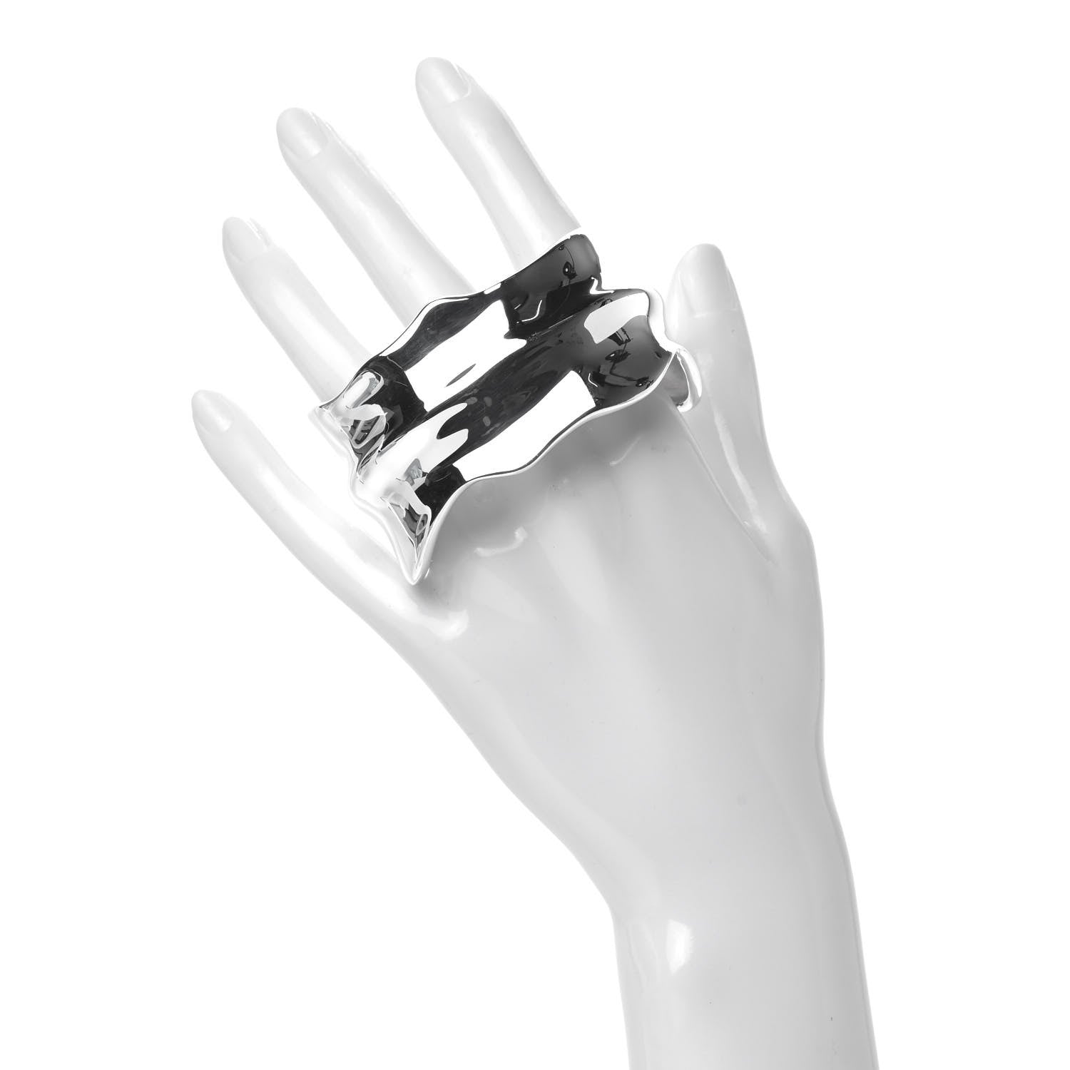 Tiffany Sterling Silver Wide Leaf Cuff Bracelet 2 of 5