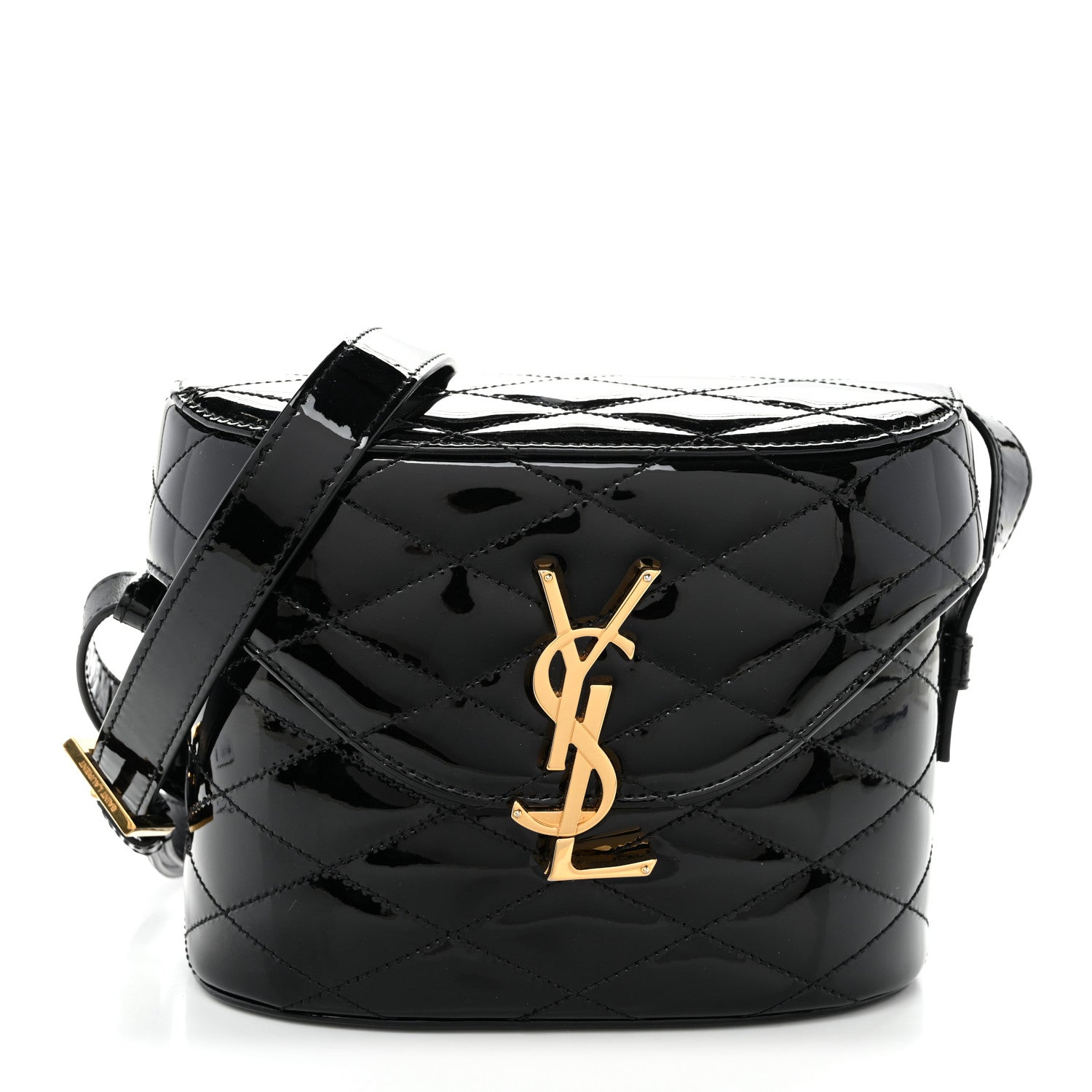 Saint Laurent Patent Matelasse Monogram June Box Bag Black 1 of 9