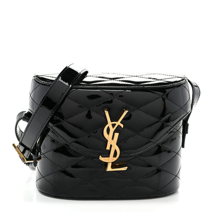Saint Laurent Patent Matelasse Monogram June Box Bag Black 1 of 9