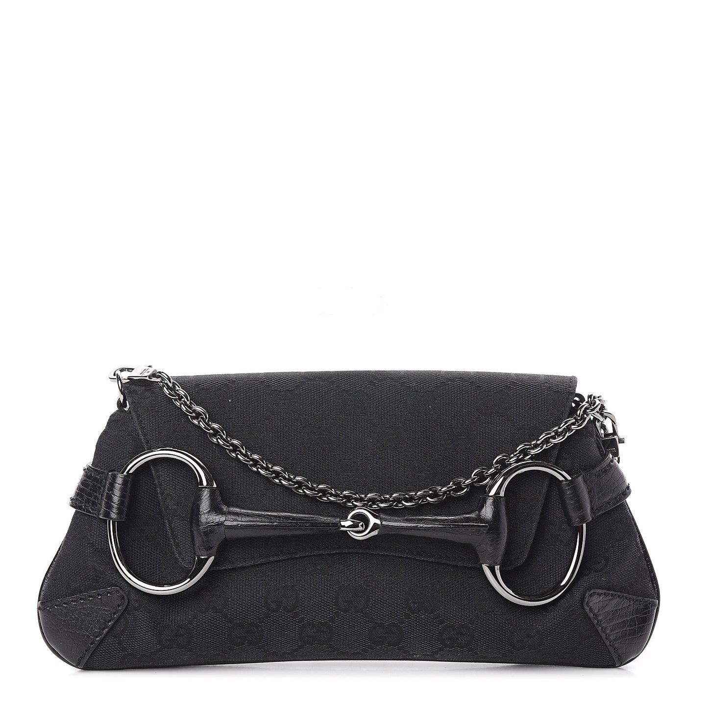 Monogram Horsebit Chain Clutch Black