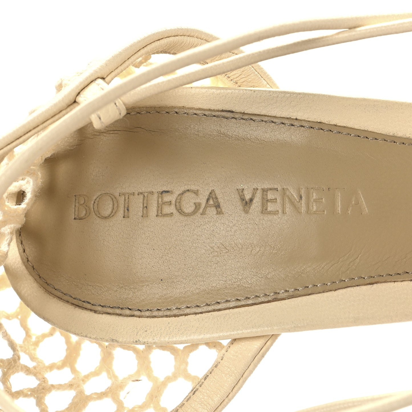 Mesh Nappa Stretch Ankle Tie Sandals 36 Toile