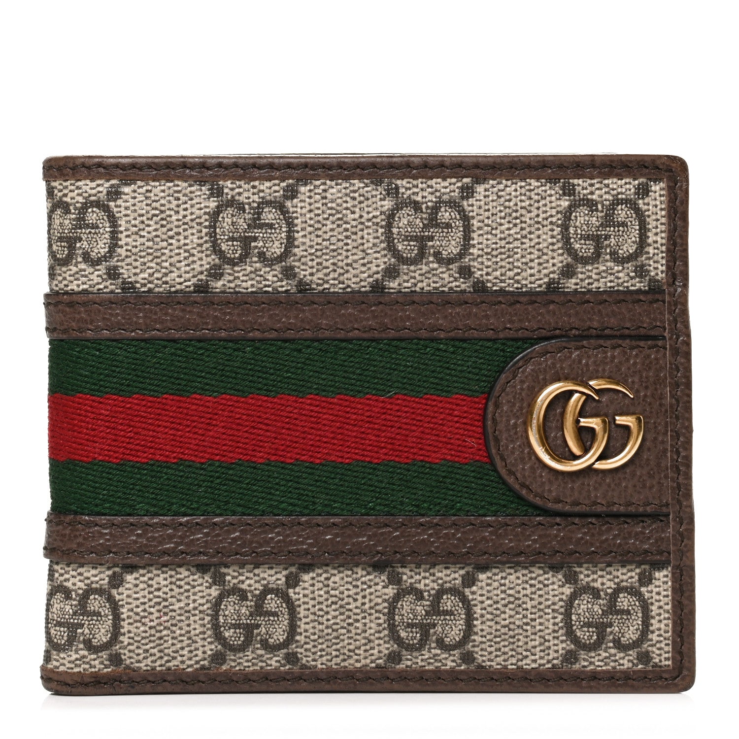 Gucci GG Supreme Monogram Web Mens Ophidia Bi-Fold Wallet Beige New Acero 1 of 9