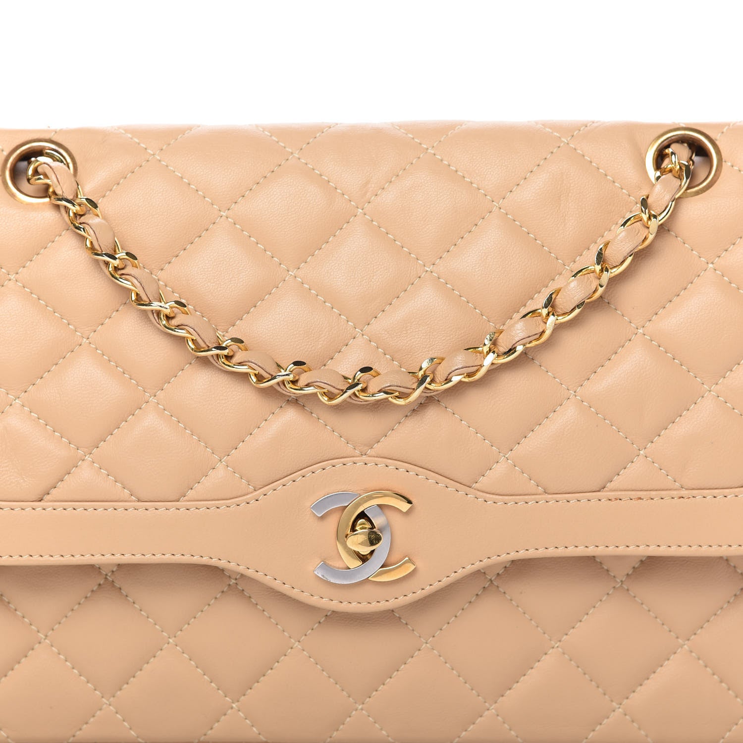 Chanel Lambskin Quilted Medium Double Flap Beige 12 of 12