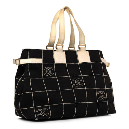 Chanel Canvas Square Stitched CC Tote Black 2 of 18