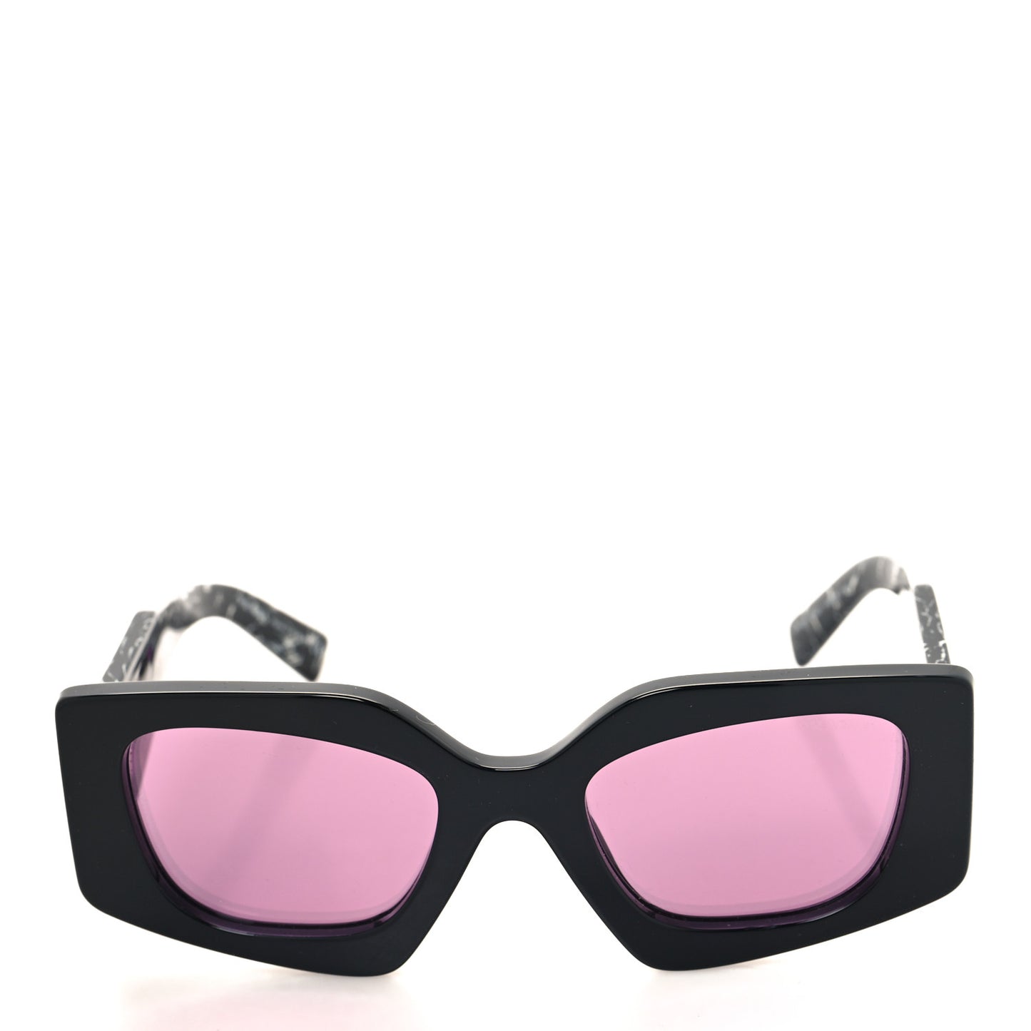 Acetate Square Sunglasses SPR 15Y Black Dark Violet