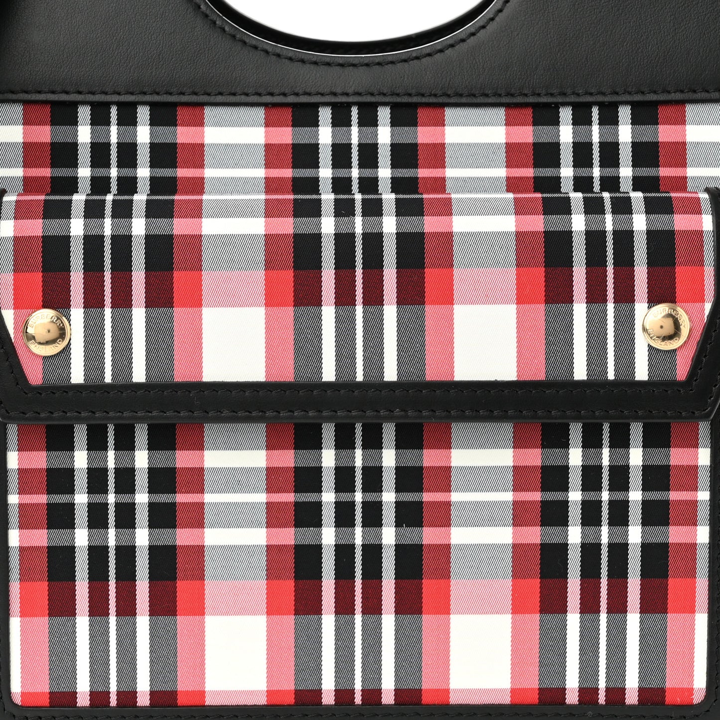 Calfskin Nylon Tartan Mini Pocket Bag Bright Red