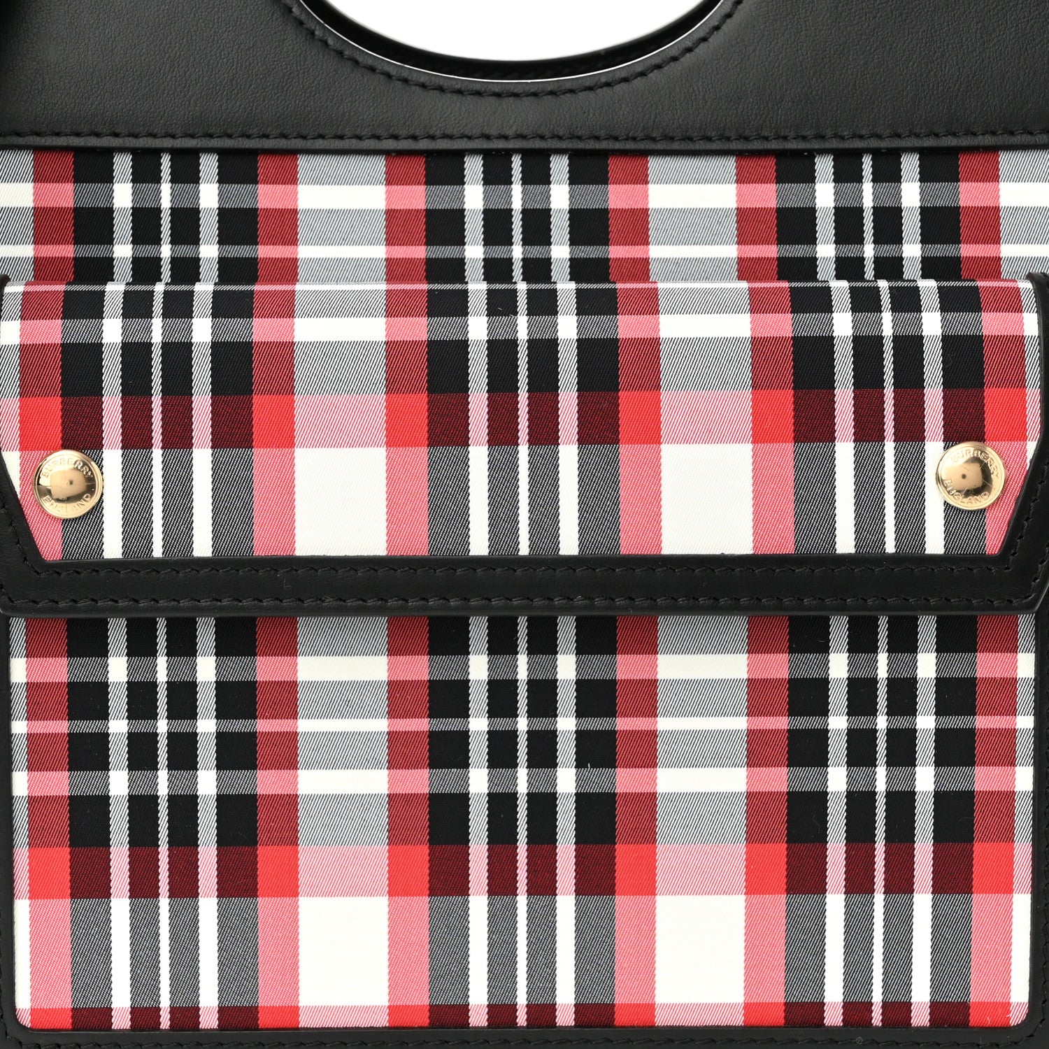 Burberry Calfskin Nylon Tartan Mini Pocket Bag Bright Red 7 of 9