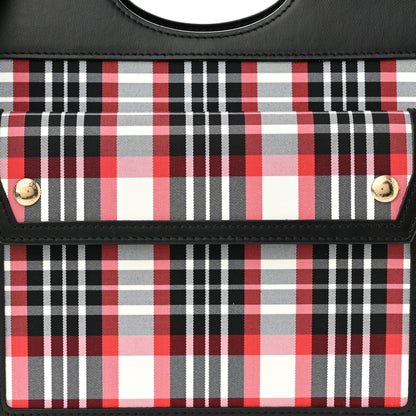 Burberry Calfskin Nylon Tartan Mini Pocket Bag Bright Red 7 of 9