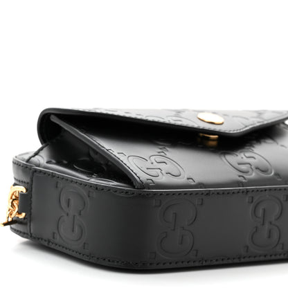 Gucci Calfskin GG Super Mini Debossed Chain Wallet Black 9 of 11