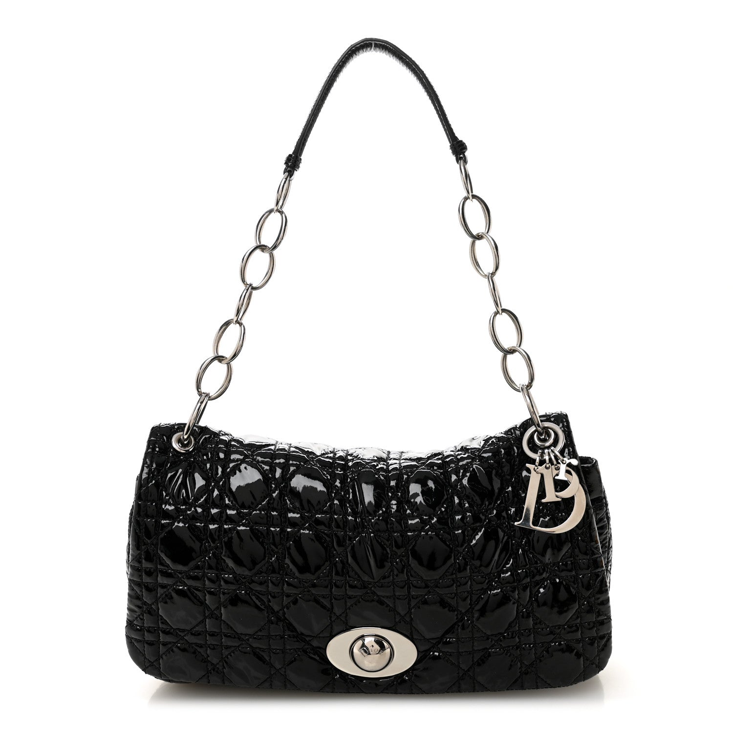 Christian Dior Patent Lambskin Cannage Rendezvous Flap Black 1 of 14