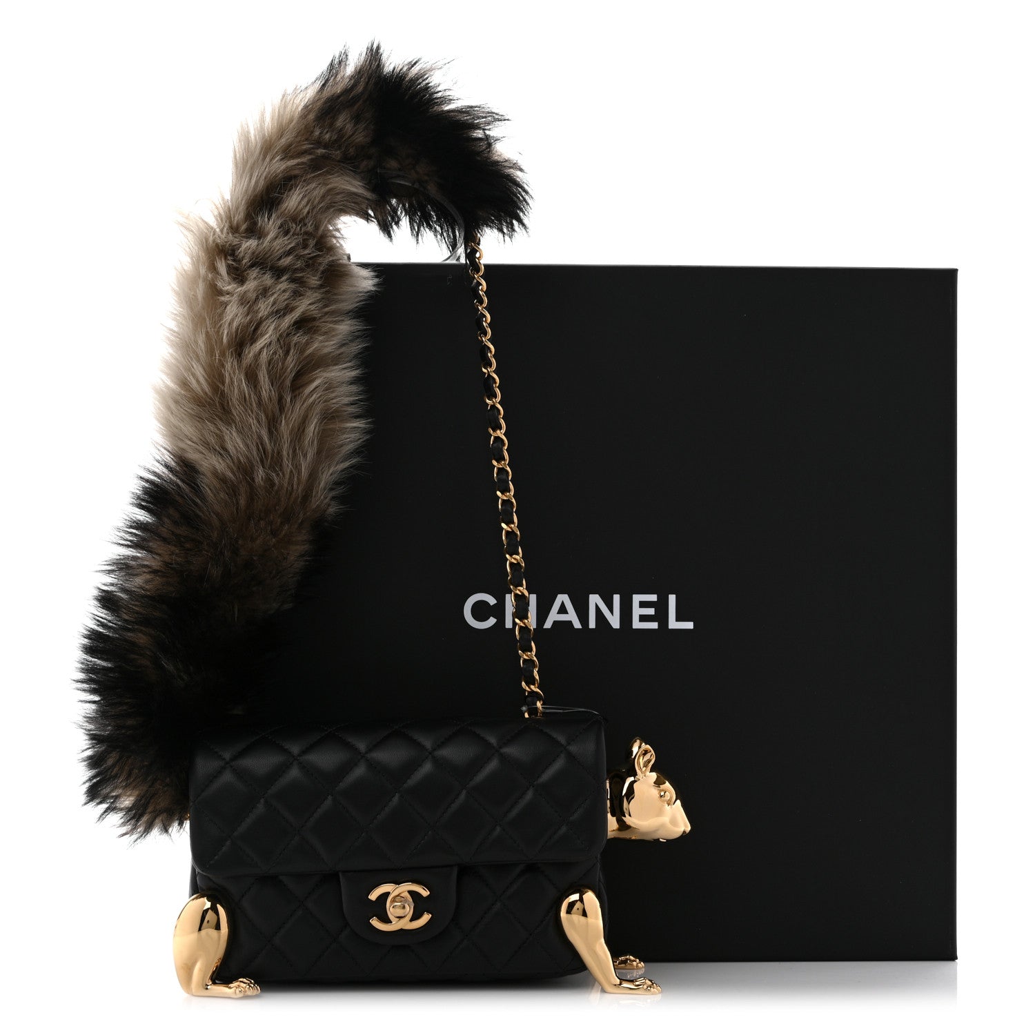 Chanel Lambskin Shearling Quilted Mini Squirrel Flap Black 13 of 13