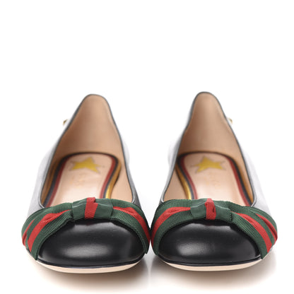 Gucci Calfskin Web Ballerina Flat 38.5 Black 2 of 9